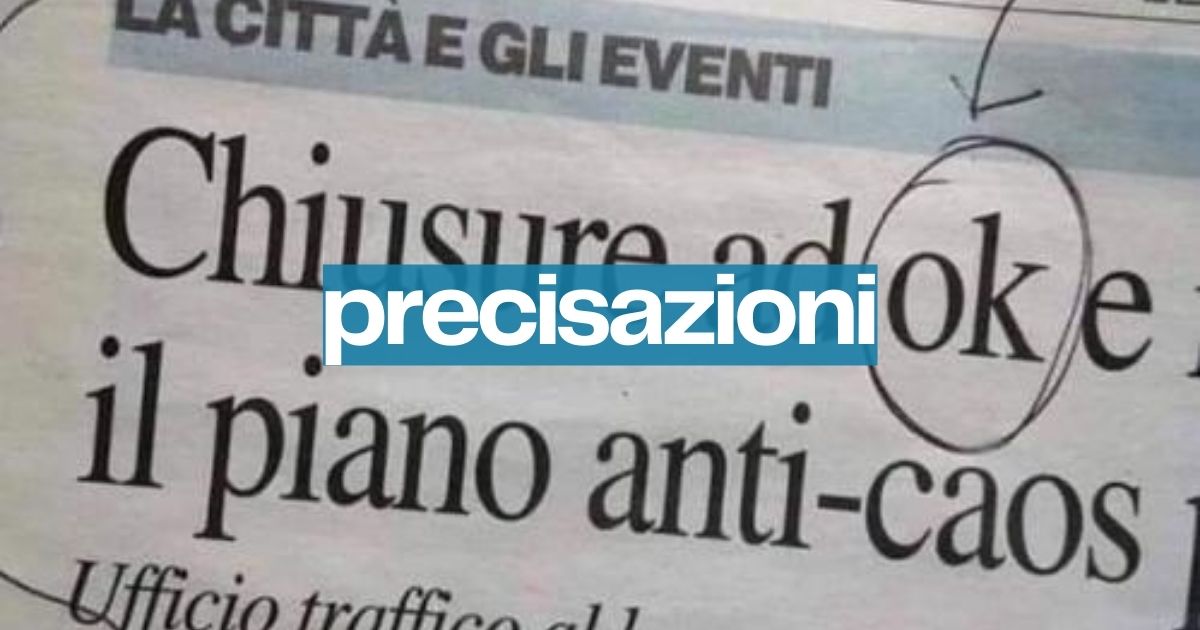 Il titolo sulle “chiusure ad ok” attribuito a Repubblica è del 2019