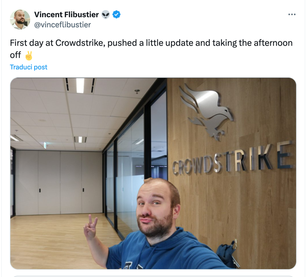 La beffa di Vincent Flibustier impiegato di Crowdstrike licenziato per il blocco mondiale 