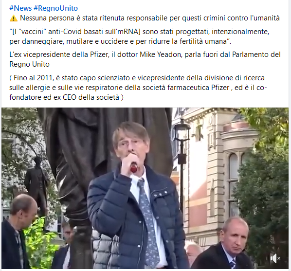 Il complotto scoperto dall'"ex CEO Pfizer per farci ammalare" non svela assolutamente niente