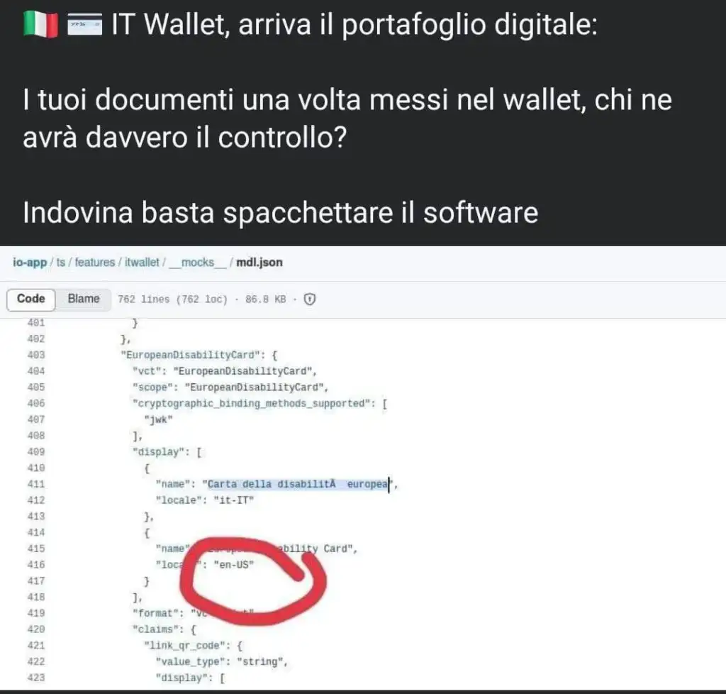 Chi controlla i dati su IT Wallet? Gente che ignora la variabile "locale"