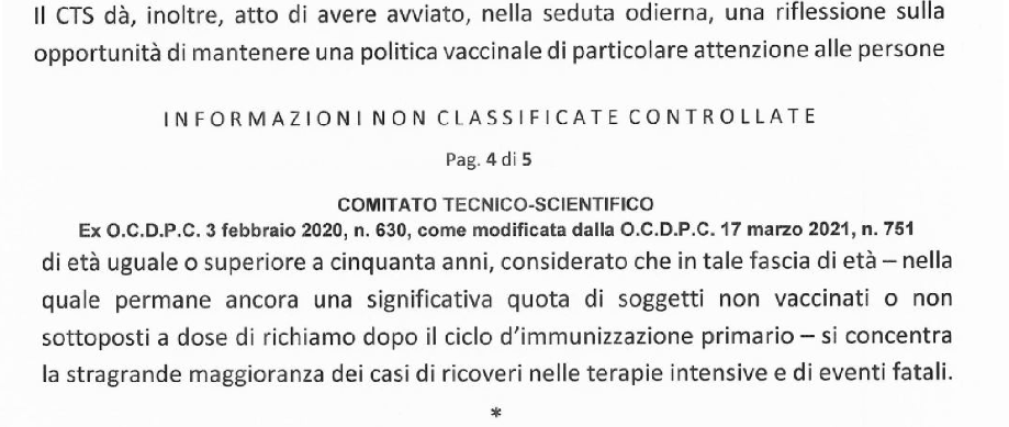 Estratto del verbale CTS del 4 Marzo 2022