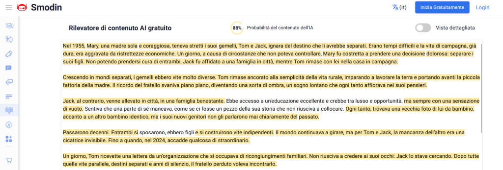 Rilevatore di contenuto AI