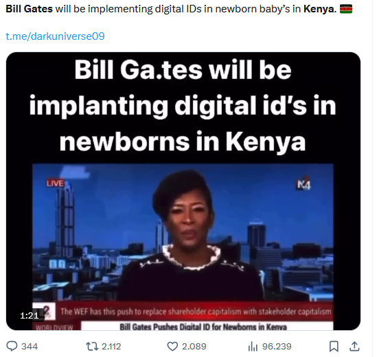 Non è vero che Bill Gates vuole impiantare ID digitali nei bambini in Kenya