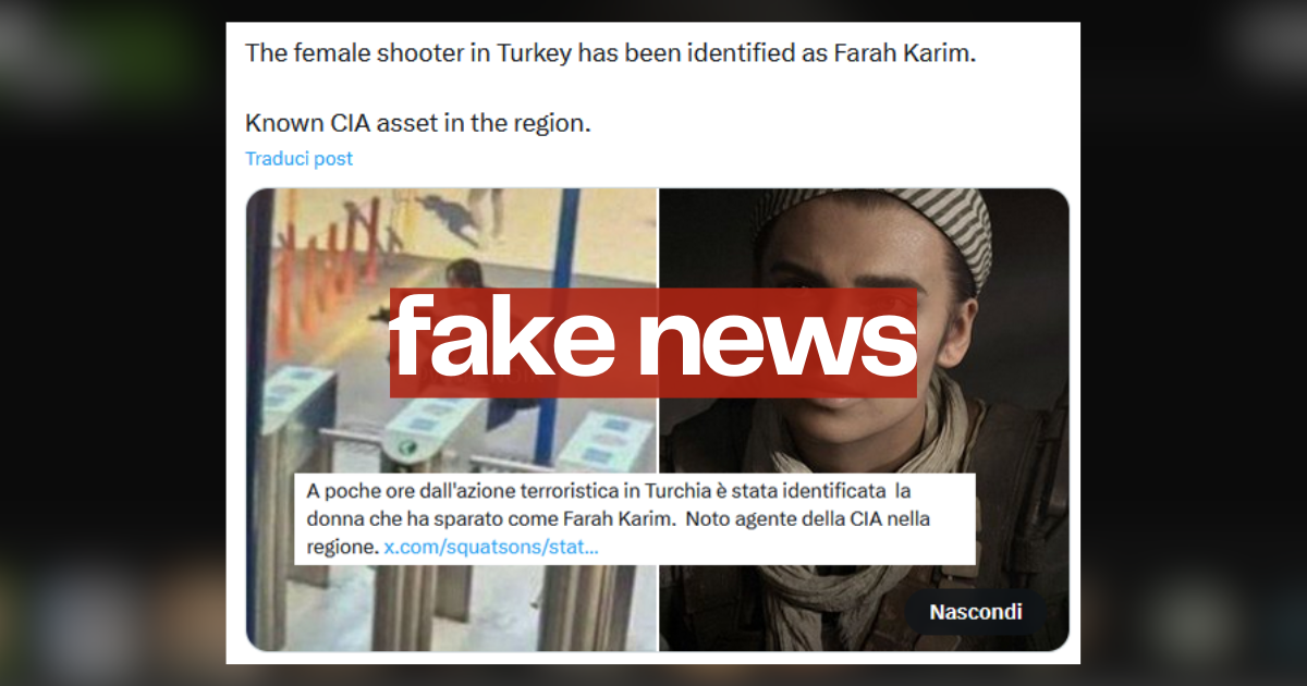 Questa non è la foto di un terrorista armato ad Ankara della CIA, ma la protagonista di un videogame