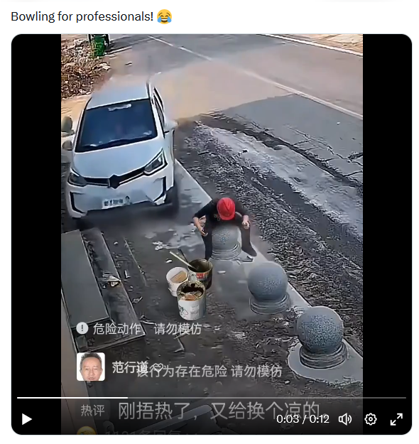 Il video del bowling con automobile in Cina è un prodotto dell'AI