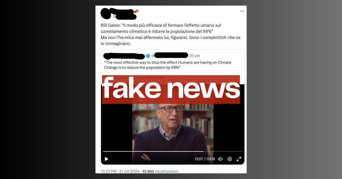 Questo video di Bill Gates che vuole ridurre del 99% la popolazione mondiale è un deepfake