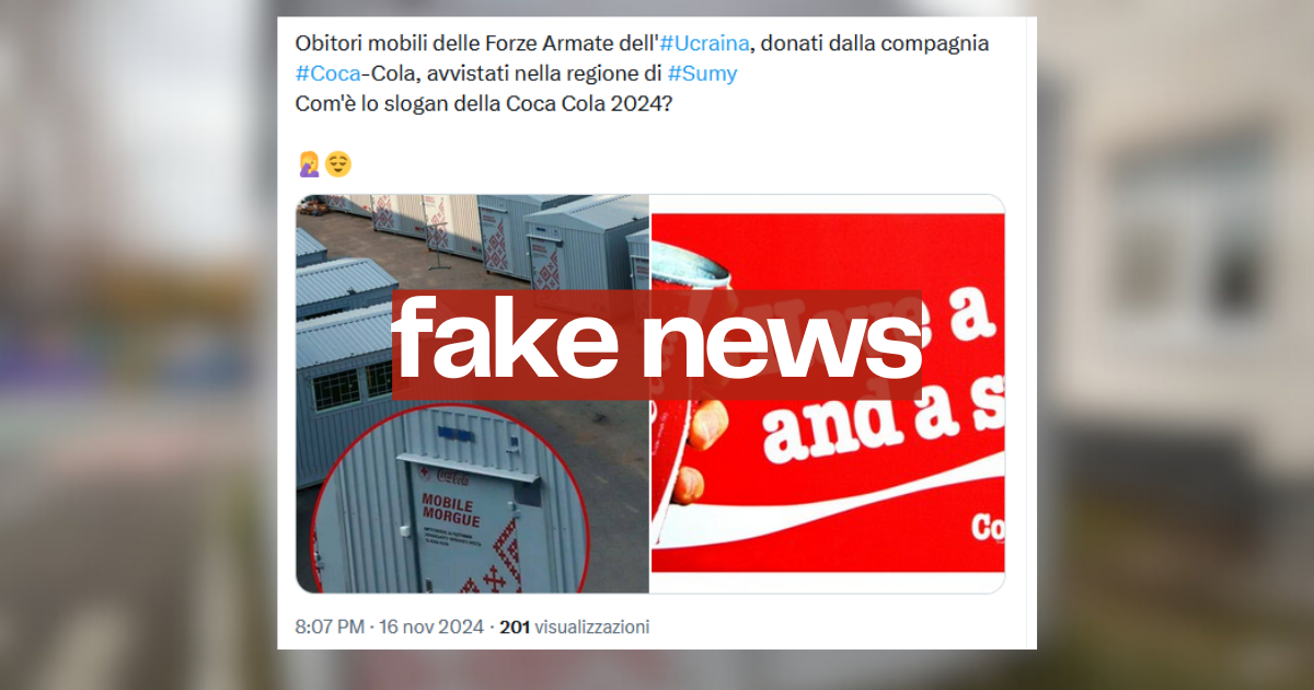 Sito doppelganger mostra gli “Obitori Coca Cola” per gli Ucraini, ma erano caldaie