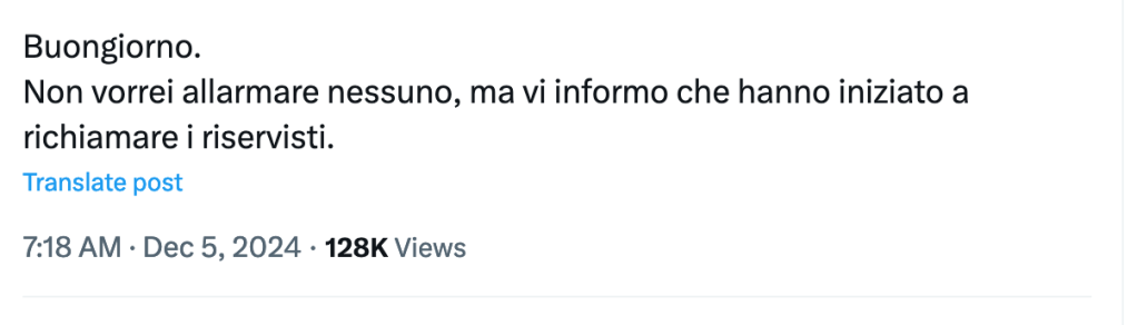 No, non è vero che in Italia hanno iniziato a richiamare i riservisti (che non esistono)